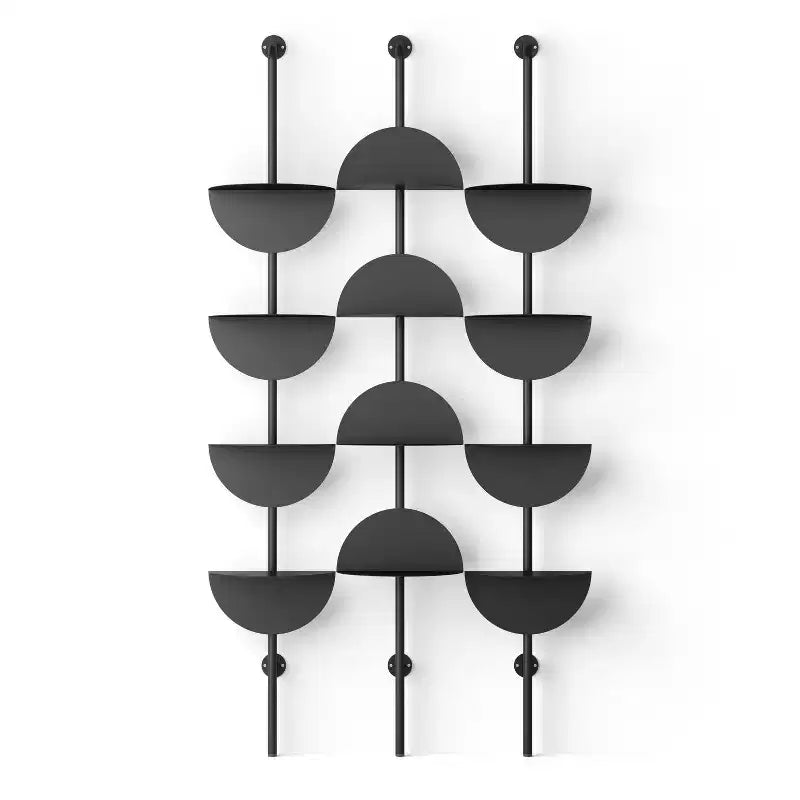 Mensola da Parete Regolabile in Acciaio Nero, Set da 4