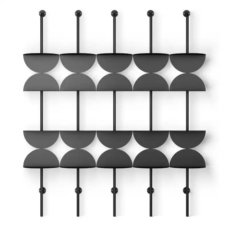 Mensola da Parete Regolabile in Acciaio Nero, Set da 4