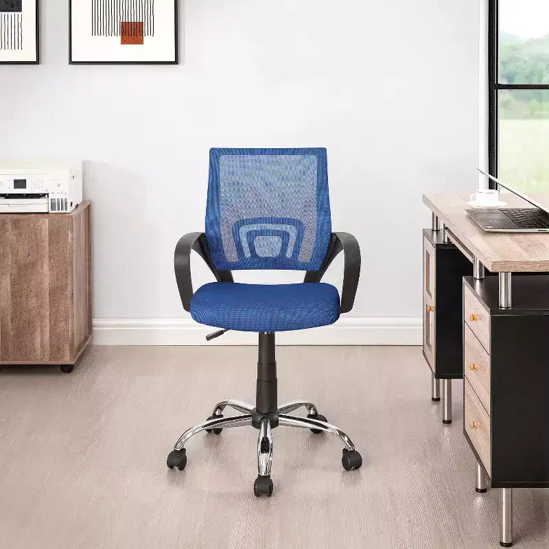 Sedia da ufficio in rete a schienale medio, colore nero/blu/marrone/grigio/bianco, 1 posto