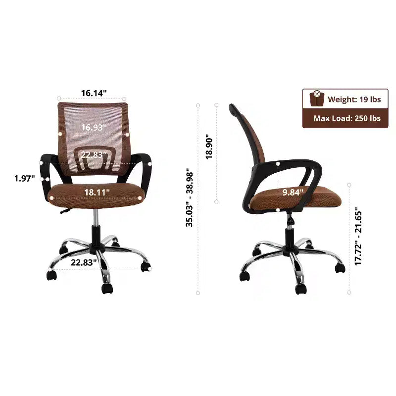 Sedia da ufficio in rete a schienale medio, colore nero/blu/marrone/grigio/bianco, 1 posto