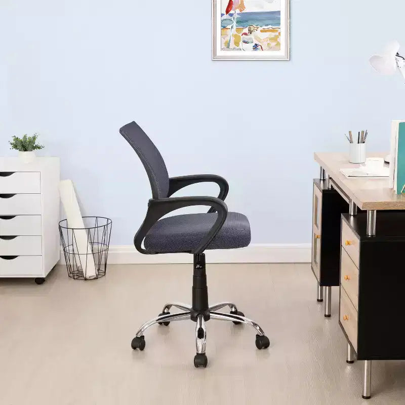 Sedia da ufficio in rete a schienale medio, colore nero/blu/marrone/grigio/bianco, 1 posto
