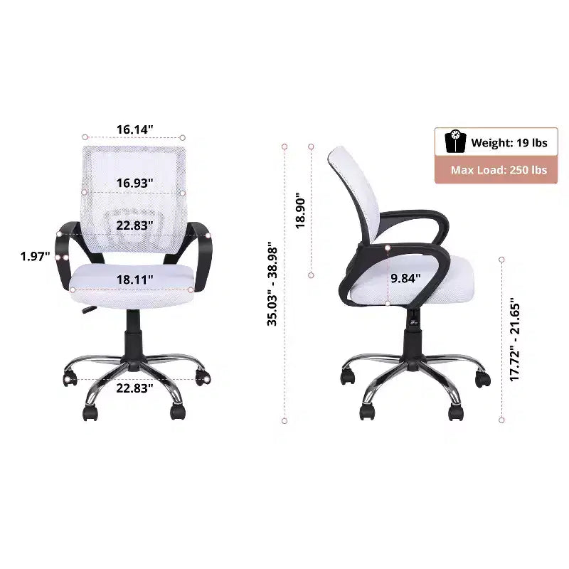 Sedia da ufficio in rete a schienale medio, colore nero/blu/marrone/grigio/bianco, 1 posto