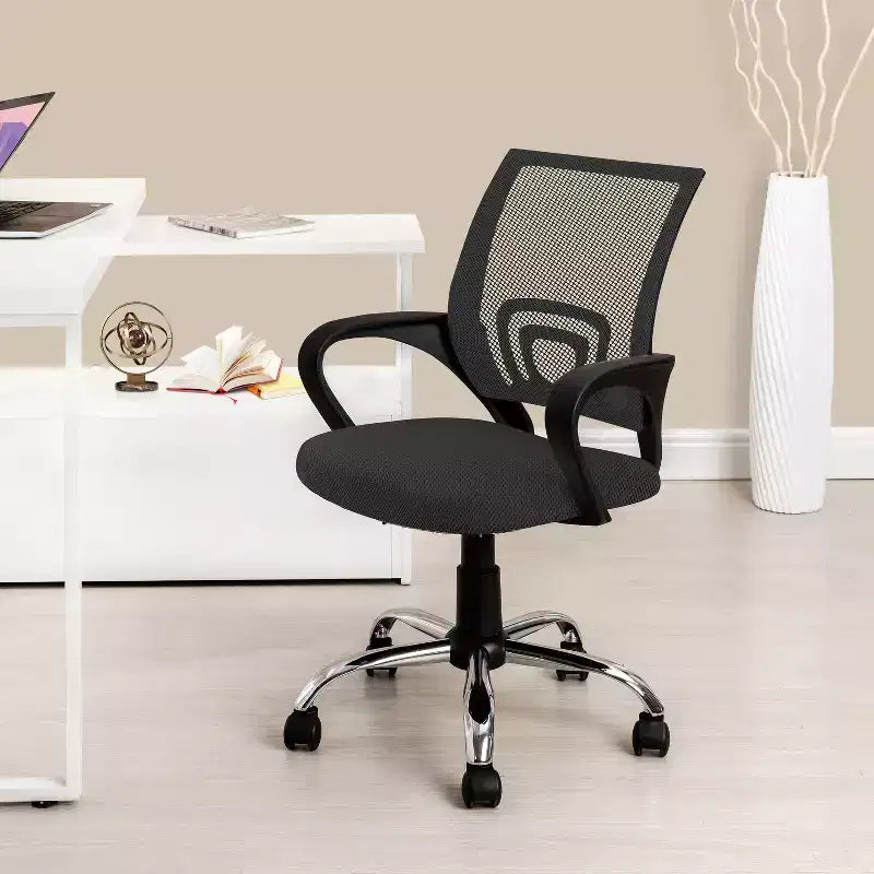 Sedia da ufficio in rete a schienale medio, colore nero/blu/marrone/grigio/bianco, 1 posto