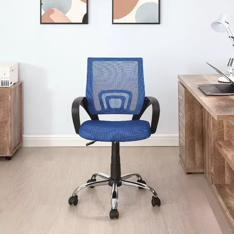 Sedia da ufficio in rete a schienale medio, colore nero/blu/marrone/grigio/bianco, 1 posto