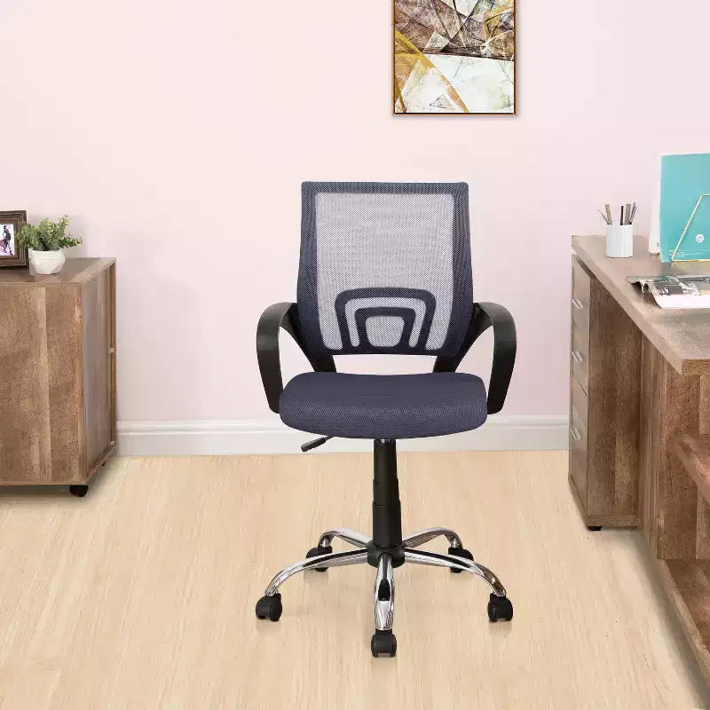 Sedia da ufficio in rete a schienale medio, colore nero/blu/marrone/grigio/bianco, 1 posto