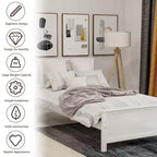 Letto a piattaforma singolo in legno con testiera e pediera – Noce / Bianco, 1 persona