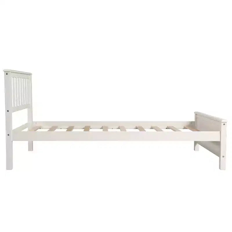 Letto a piattaforma singolo in legno con testiera e pediera – Noce / Bianco, 1 persona
