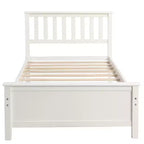 Letto a piattaforma singolo in legno con testiera e pediera – Noce / Bianco, 1 persona