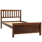 Letto a piattaforma singolo in legno con testiera e pediera – Noce / Bianco, 1 persona