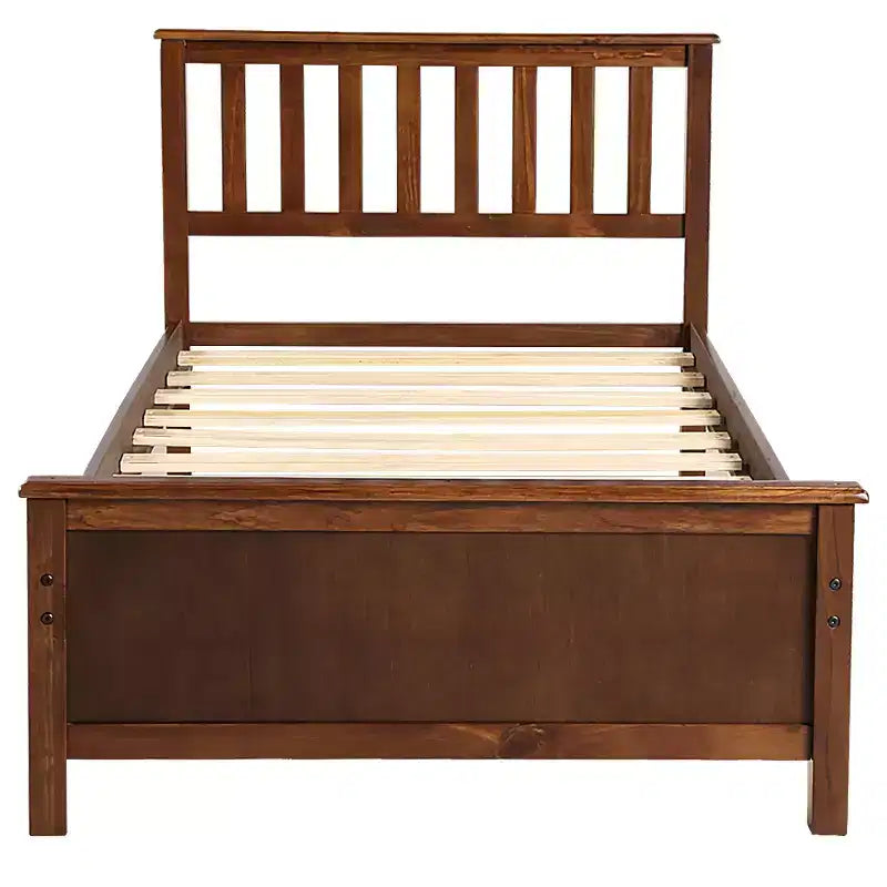 Letto a piattaforma singolo in legno con testiera e pediera – Noce / Bianco, 1 persona