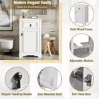 Mobile lavabo da bagno nero/bianco con lavello in ceramica, a installazione libera