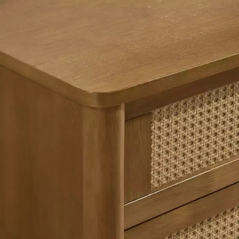 Cassettiera a 4 cassetti in rattan noce chiaro, per 1