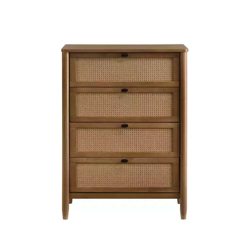 Cassettiera a 4 cassetti in rattan noce chiaro, per 1