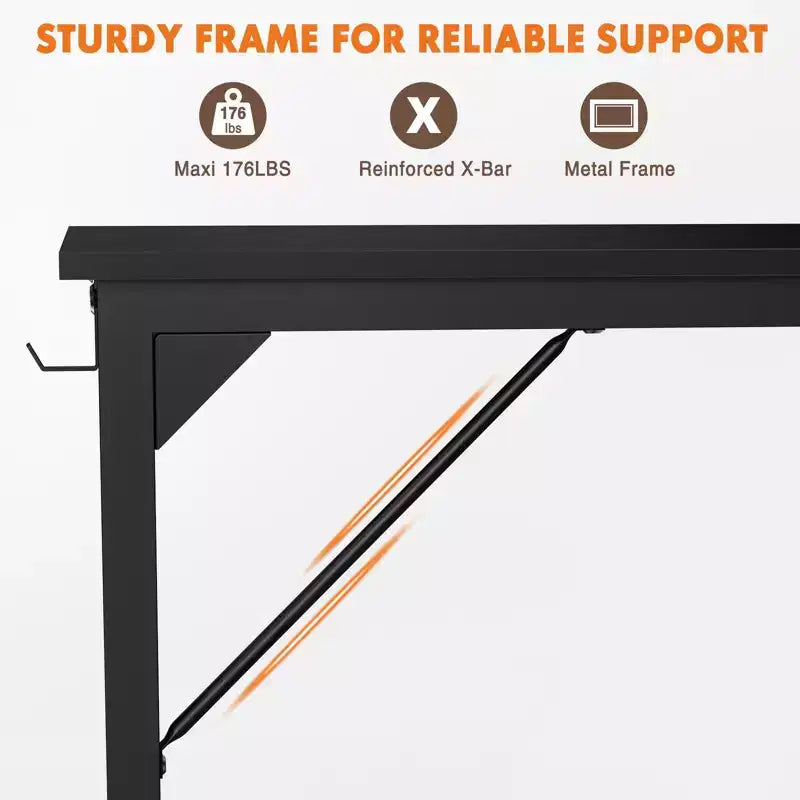 Scrivania per computer in legno nero, stile moderno, 1 persona