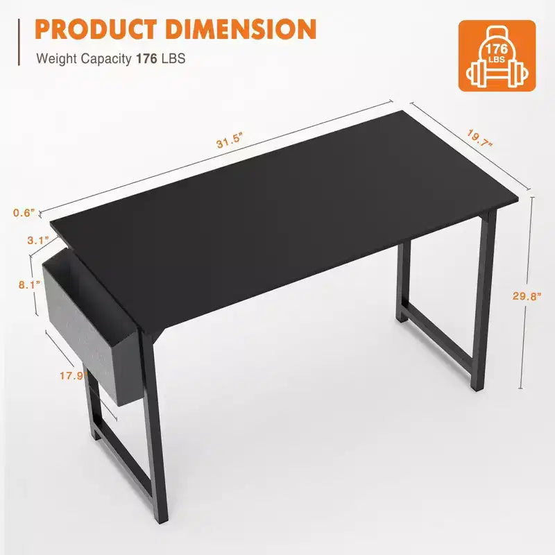 Scrivania per computer in legno nero, stile moderno, 1 persona