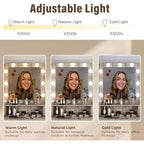 Heynemo Tavolo da Trucco con Specchio Hollywood Illuminato a 3 Colori Dimmerabili, Vanity per Trucco con 4 Cassetti