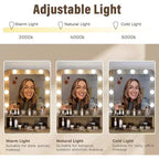 Heynemo Tavolo da Trucco con Specchio Hollywood Illuminato a 3 Colori Dimmerabili, Vanity per Trucco con 4 Cassetti