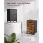 Cassettiera Classificatore Mobile a 3 Cassetti con Ruote, Bianco Nuvola / Nero Inchiostro / Marrone Rustico e Nero, 1 Persona