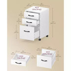 Cassettiera Classificatore Mobile a 3 Cassetti con Ruote, Bianco Nuvola / Nero Inchiostro / Marrone Rustico e Nero, 1 Persona