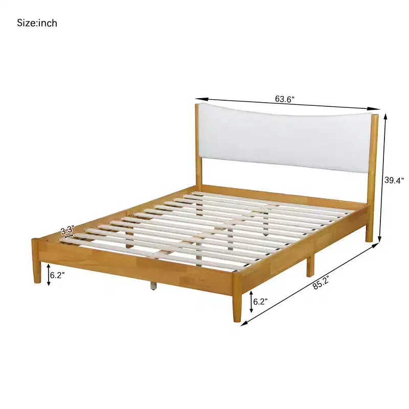 Letto a piattaforma imbottito queen-size, testiera in velluto Teddy, struttura in legno di gomma, 1 persona