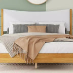 Letto a piattaforma imbottito queen-size, testiera in velluto Teddy, struttura in legno di gomma, 1 persona