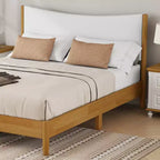 Letto a piattaforma imbottito queen-size, testiera in velluto Teddy, struttura in legno di gomma, 1 persona
