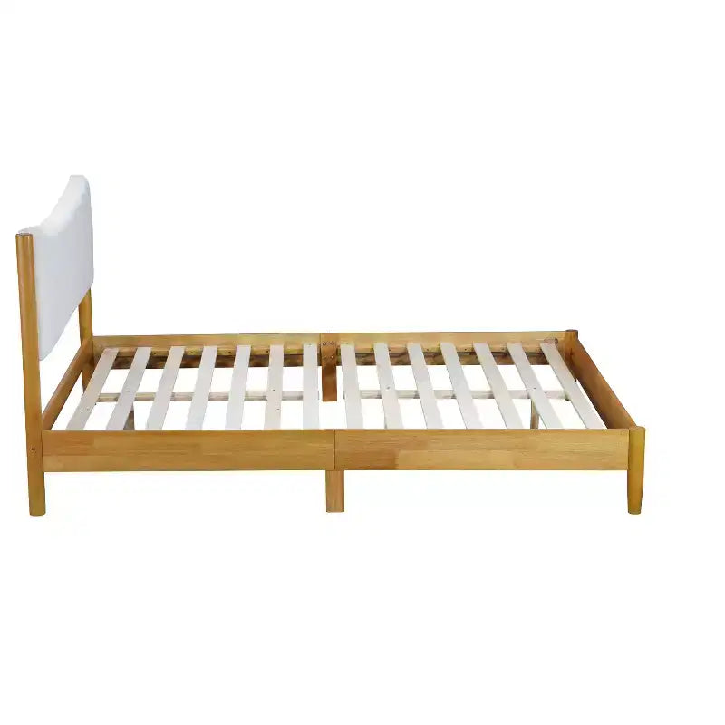 Letto a piattaforma imbottito queen-size, testiera in velluto Teddy, struttura in legno di gomma, 1 persona