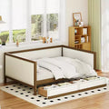 Full Size Upholstered Daybed with Trundle and Nailhead Decoration