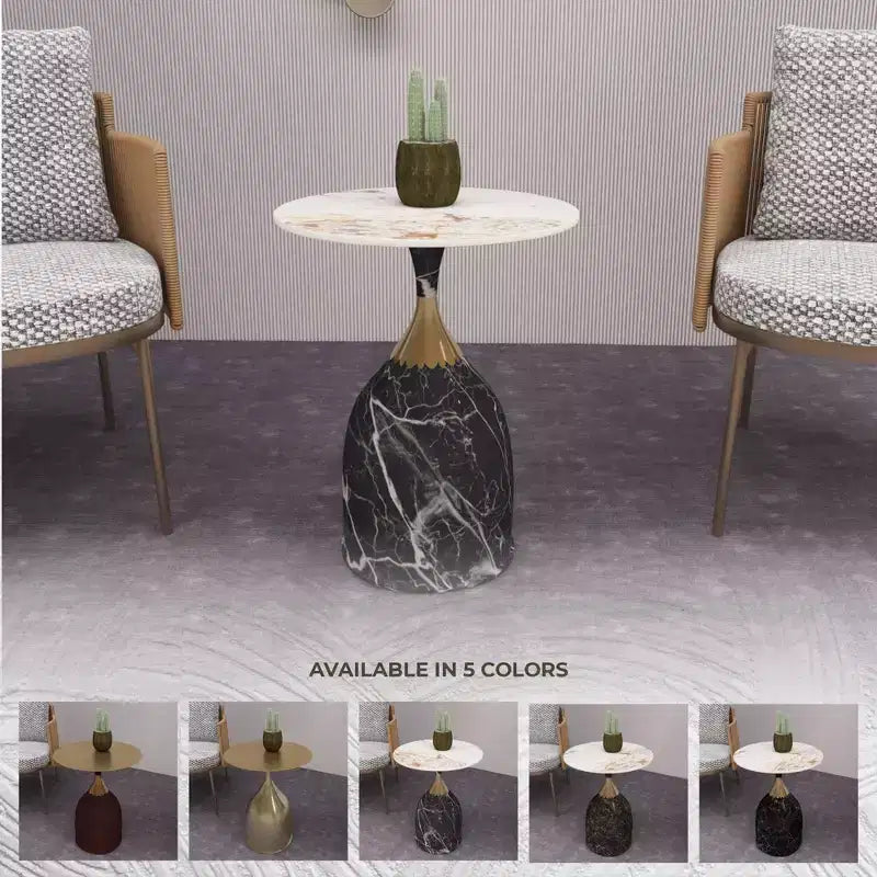 Tavolino da salotto rotondo in acciaio inossidabile color oro/grigio/marrone/nero per 1 persona
