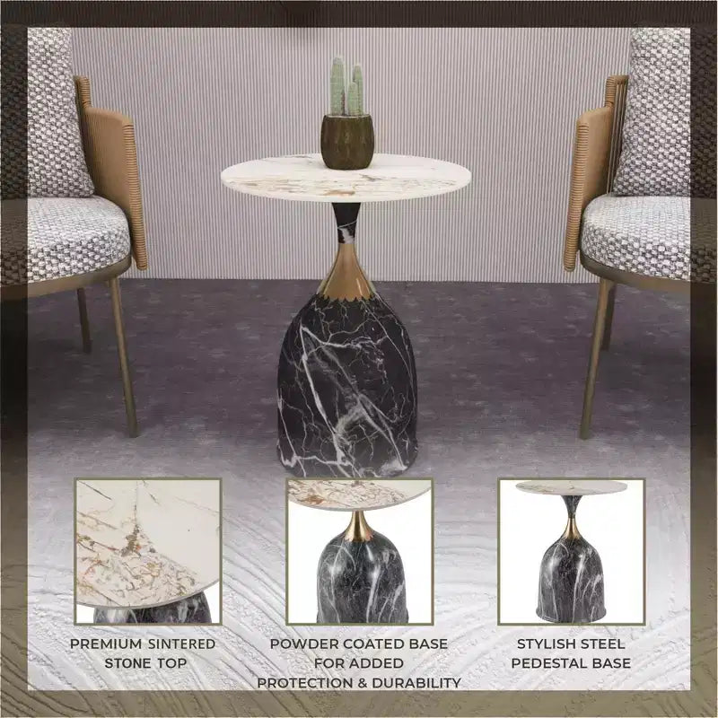 Tavolino da salotto rotondo in acciaio inossidabile color oro/grigio/marrone/nero per 1 persona