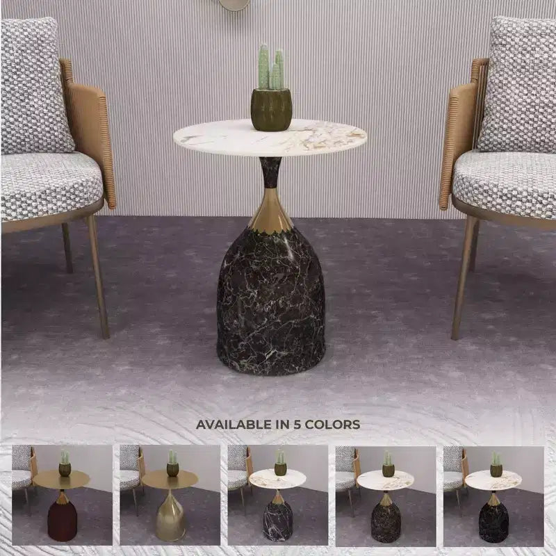 Tavolino da salotto rotondo in acciaio inossidabile color oro/grigio/marrone/nero per 1 persona