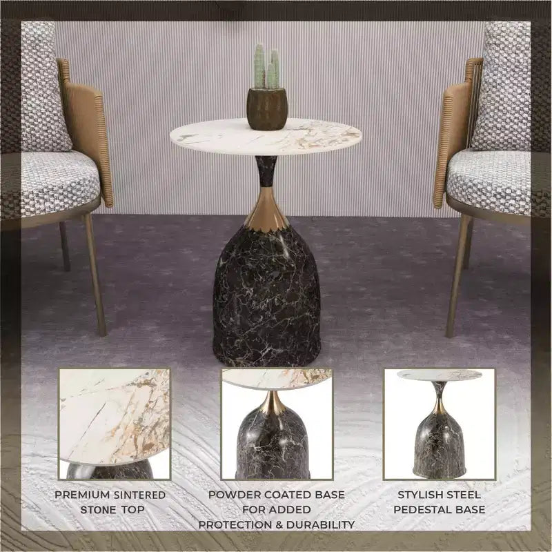 Tavolino da salotto rotondo in acciaio inossidabile color oro/grigio/marrone/nero per 1 persona