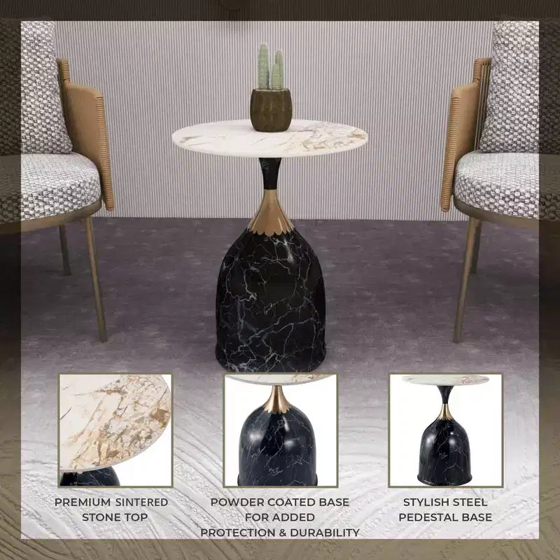Tavolino da salotto rotondo in acciaio inossidabile color oro/grigio/marrone/nero per 1 persona