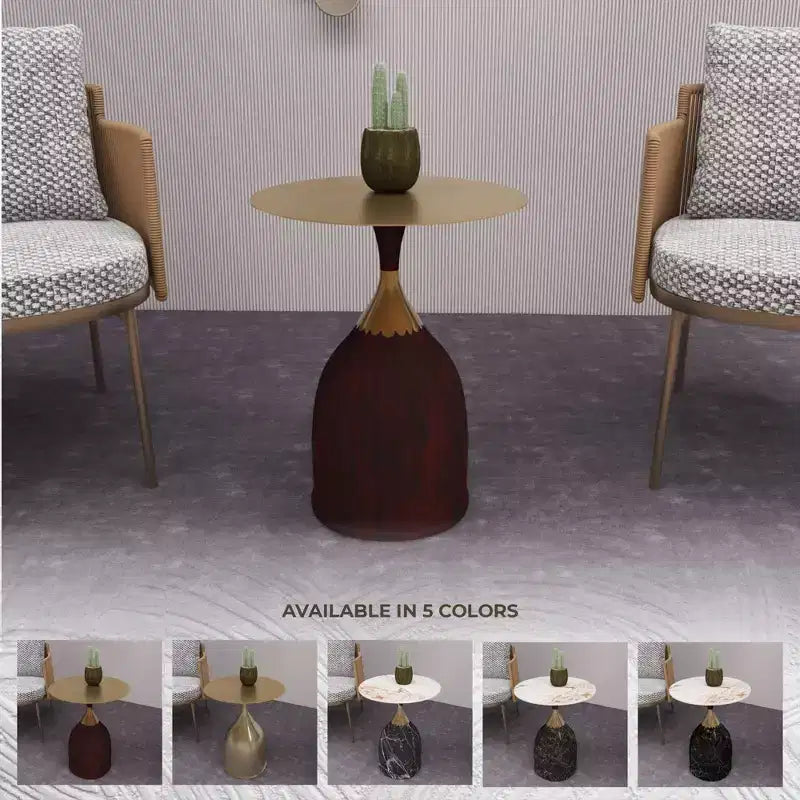 Tavolino da salotto rotondo in acciaio inossidabile color oro/grigio/marrone/nero per 1 persona
