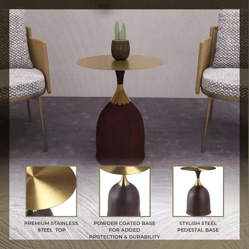 Tavolino da salotto rotondo in acciaio inossidabile color oro/grigio/marrone/nero per 1 persona