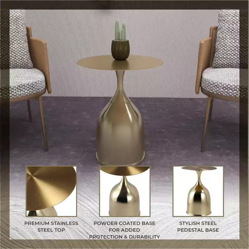 Tavolino da salotto rotondo in acciaio inossidabile color oro/grigio/marrone/nero per 1 persona