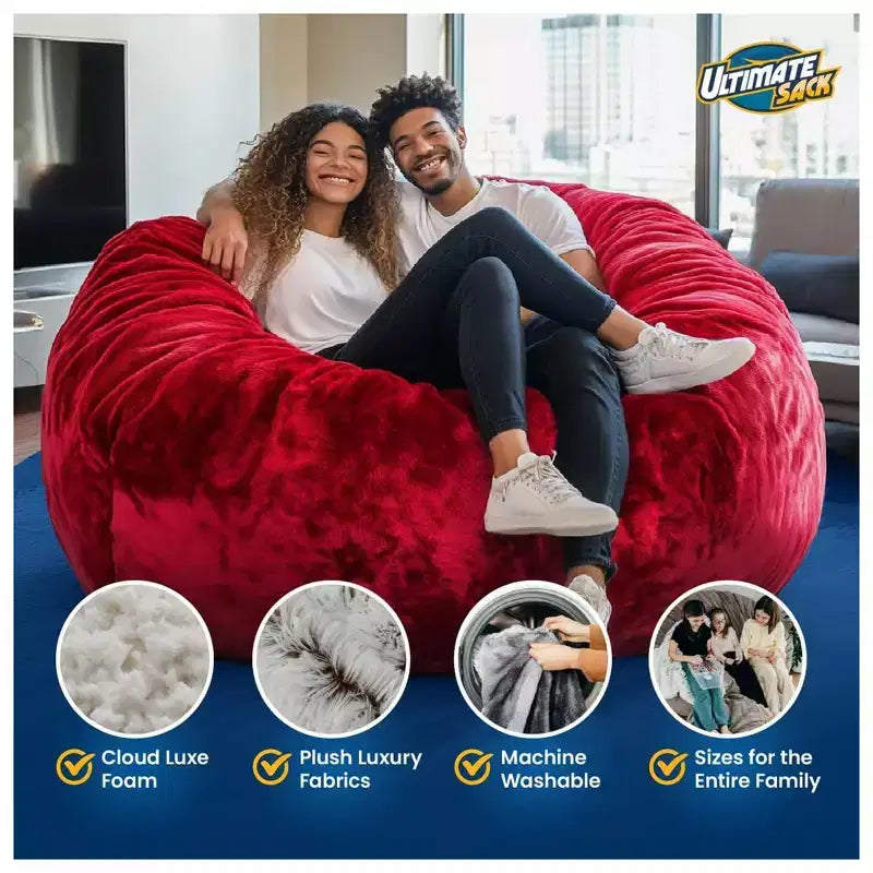 Pouf in pelle scamosciata nera, posti 2