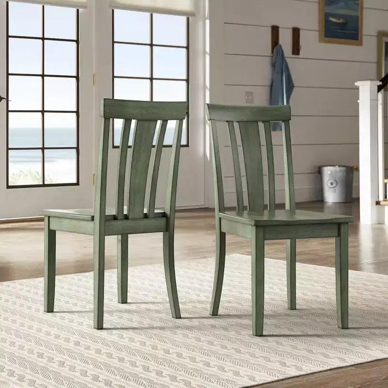 Sedia da pranzo in legno con schienale a doghe, vari colori, set da 2