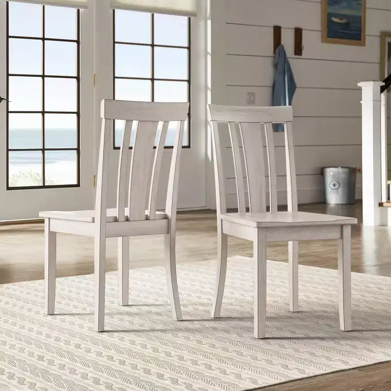 Sedia da pranzo in legno con schienale a doghe, vari colori, set da 2