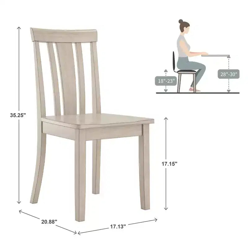 Sedia da pranzo in legno con schienale a doghe, vari colori, set da 2