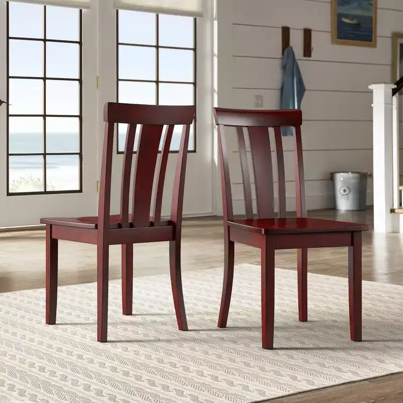 Sedia da pranzo in legno con schienale a doghe, vari colori, set da 2