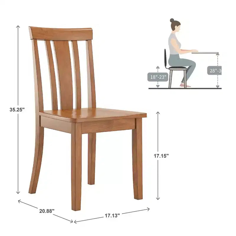 Sedia da pranzo in legno con schienale a doghe, vari colori, set da 2