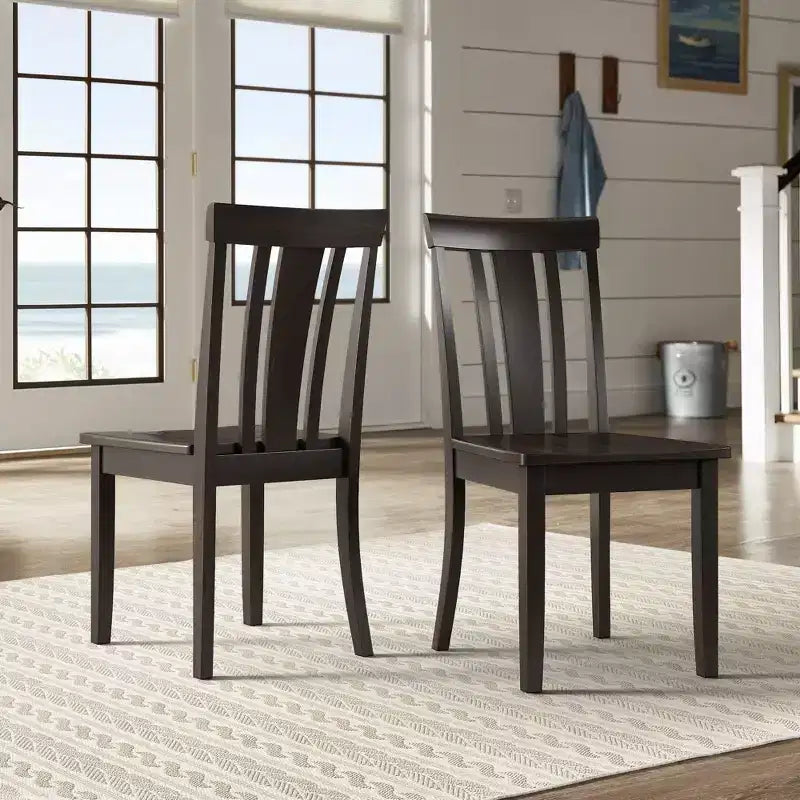 Sedia da pranzo in legno con schienale a doghe, vari colori, set da 2