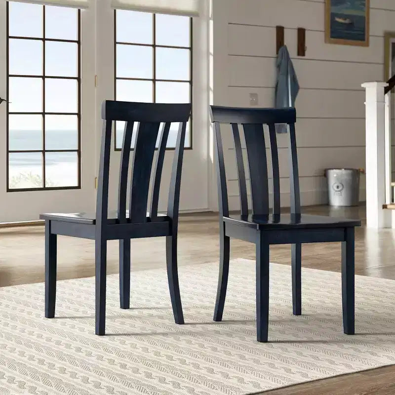 Sedia da pranzo in legno con schienale a doghe, vari colori, set da 2