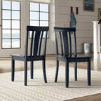 Sedia da pranzo in legno con schienale a doghe, vari colori, set da 2