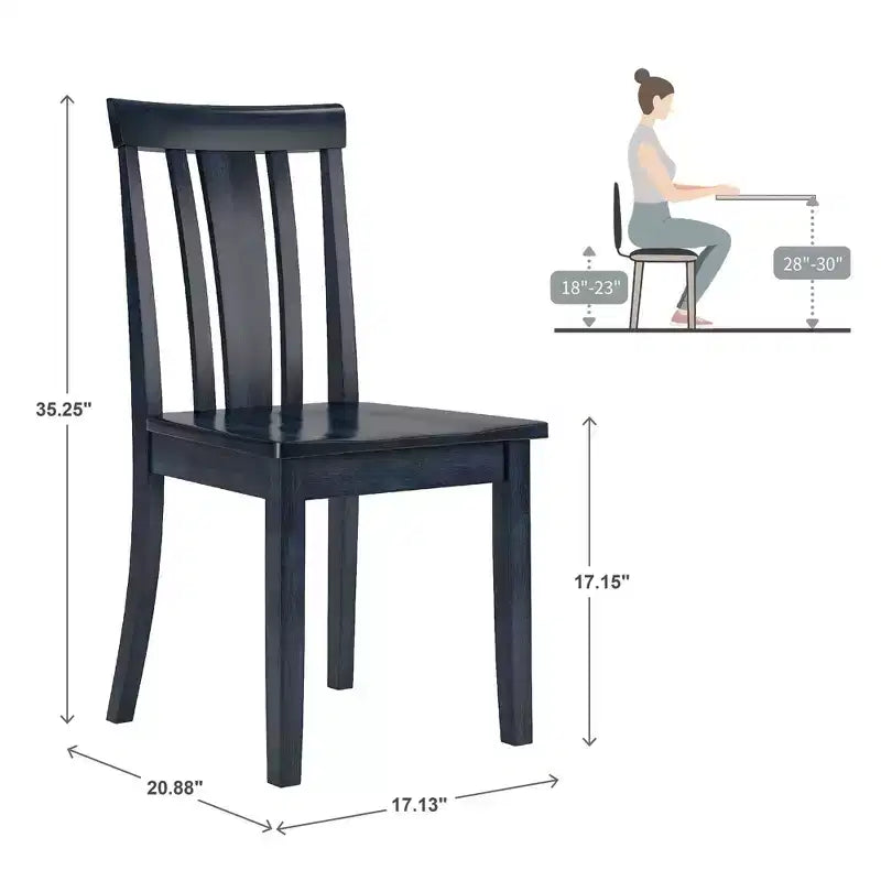 Sedia da pranzo in legno con schienale a doghe, vari colori, set da 2