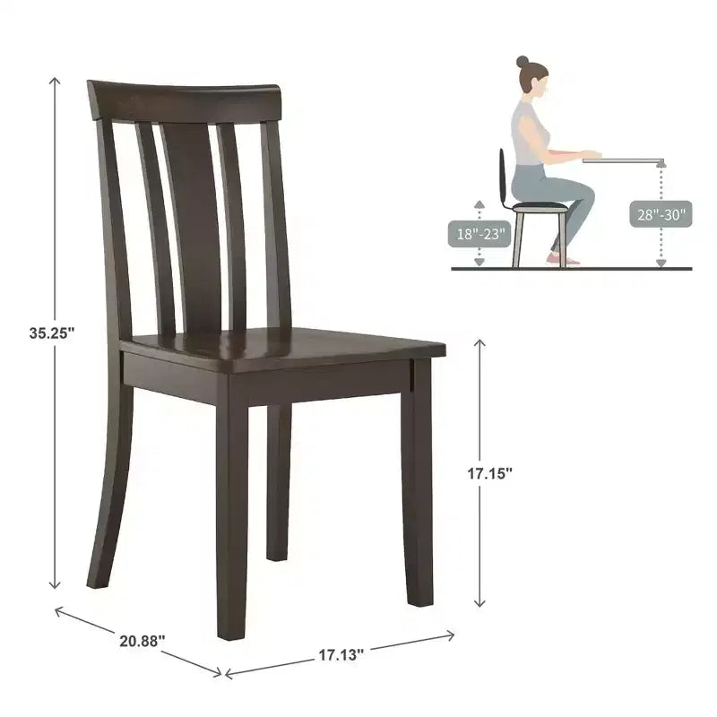 Sedia da pranzo in legno con schienale a doghe, vari colori, set da 2