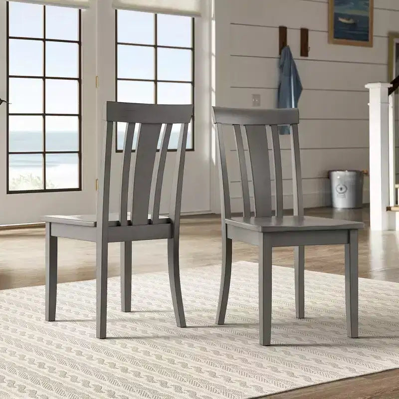 Sedia da pranzo in legno con schienale a doghe, vari colori, set da 2