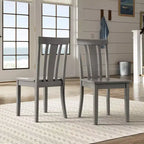 Sedia da pranzo in legno con schienale a doghe, vari colori, set da 2