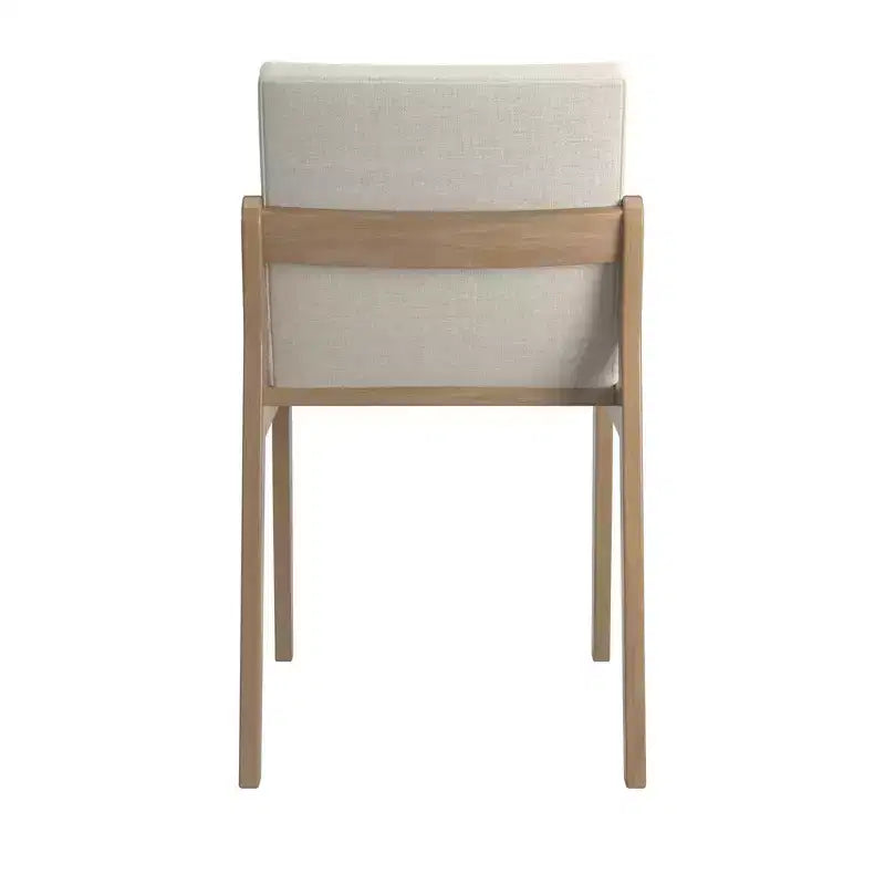 Sedie da pranzo senza braccioli in lino beige, set da 2